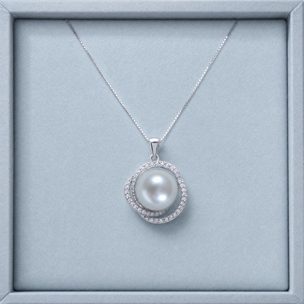 Pearl Halo Pendant Necklace with Metakaku® NFC Technology