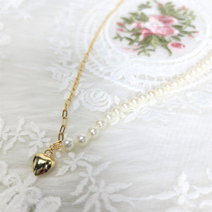 日本Akoya珍珠心型吊飾頸鏈