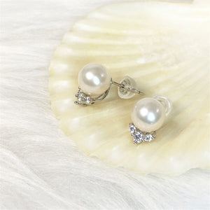 輕奢閃亮White Pearl Earrings