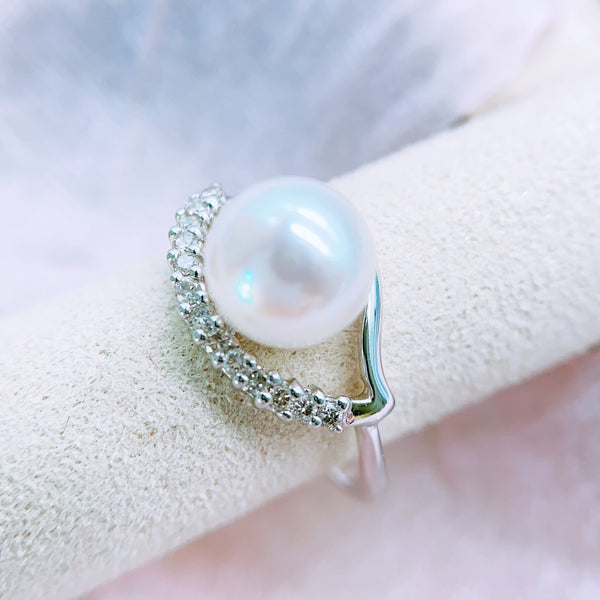 《感恩美麗》-日本Akoya珍珠14K金鑽石指環