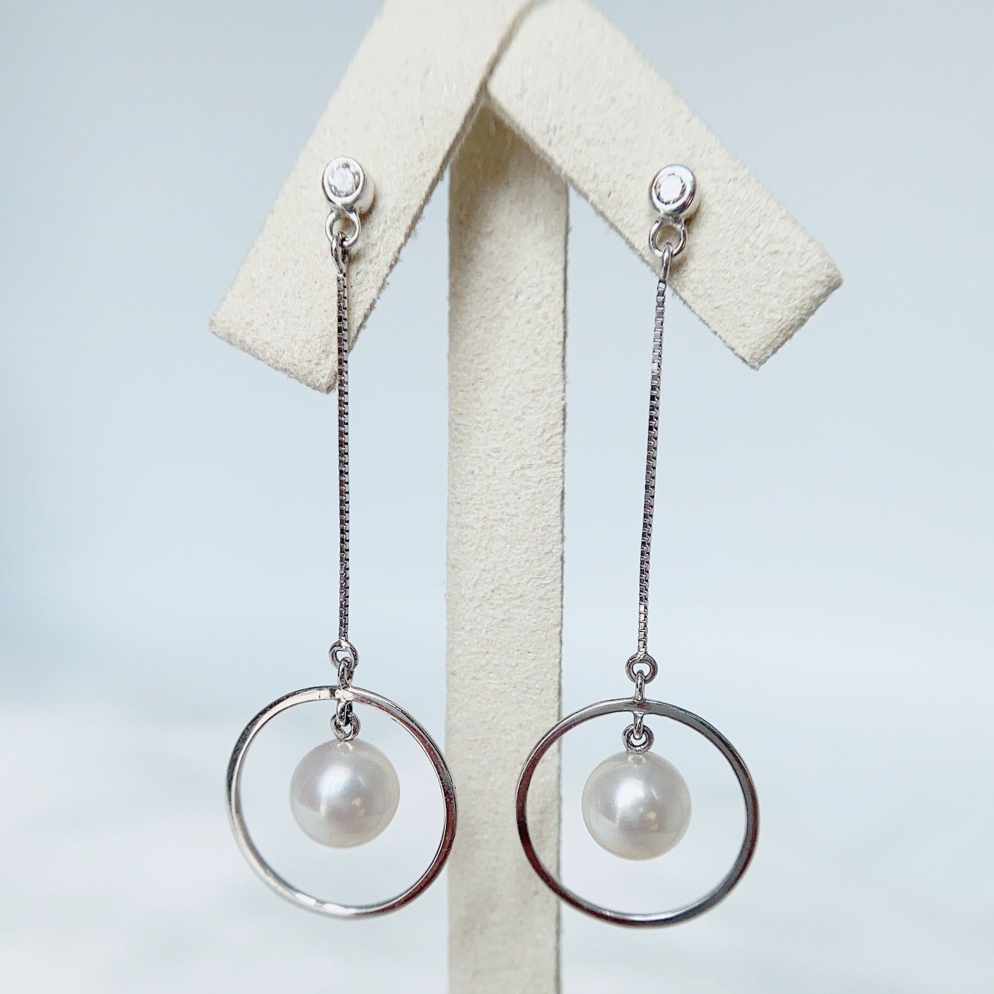 《感恩美麗》-日本Akoya珍珠18K金鑽石耳環