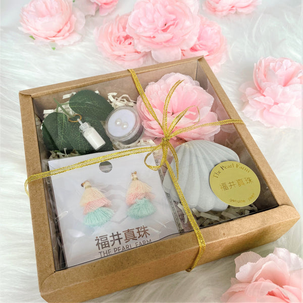 Earrings Pink Light Tassel [Hong Kong Pearl Jewelry Handmade DIY